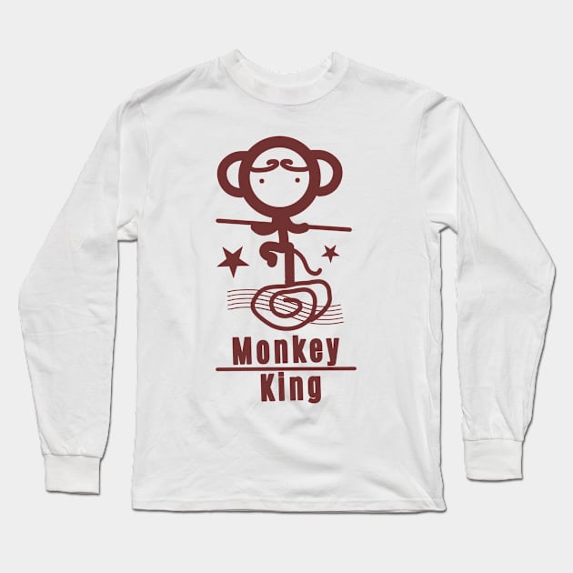 Monkey King - Maroon Long Sleeve T-Shirt by Design Fern